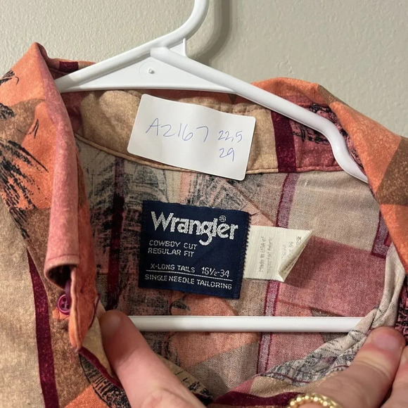 Vtg Wrangler Men Cowboy Shirt Long Sleeve Multicolor M L Native Western Native - Picture 6 of 7